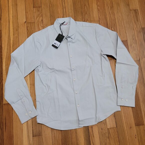 Western Rise X Cotton Button Down Fog Light Gray Medium M Men's Longsleeve Shirt - Picture 1 of 4